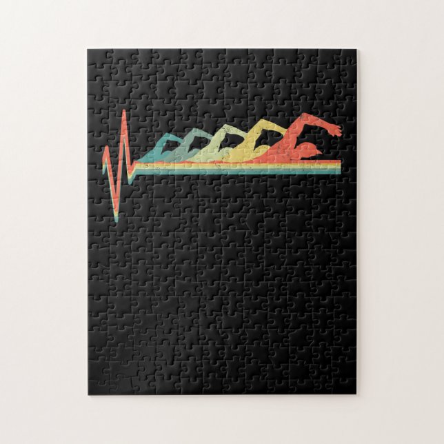 Puzzle Swimmer Heartbeat Gift Premium (Vertical)