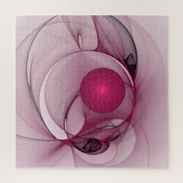 Puzzle Swinging Fractal, Modern Abstract Berry Pink Art (Vertical)