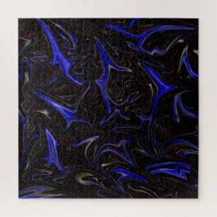 Puzzle "Swirl galáctico: El Mármol Espacial Azul y Negro"