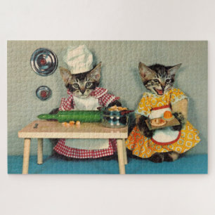 Puzzle tabby kitten chef y tabby kitten asistente