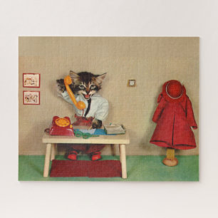 Puzzle tabby kitten secretaria