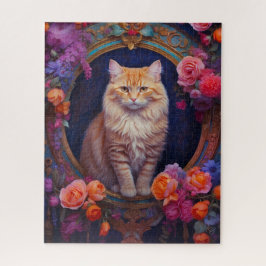 Puzzle Tabby naranja con hermosas joyas y flores
