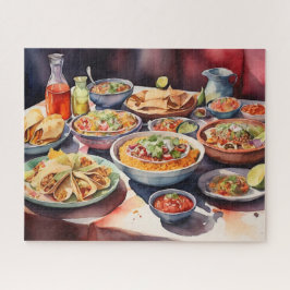 Puzzle Tabla De Acuarela De La Comida Mexicana
