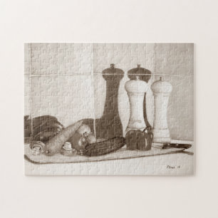 Puzzle tabla de corte con pintura de vegetales