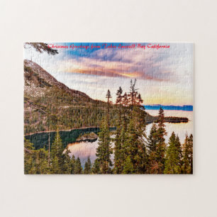 Puzzle Tahoe Emerald Bay California. Saludos de Navidad