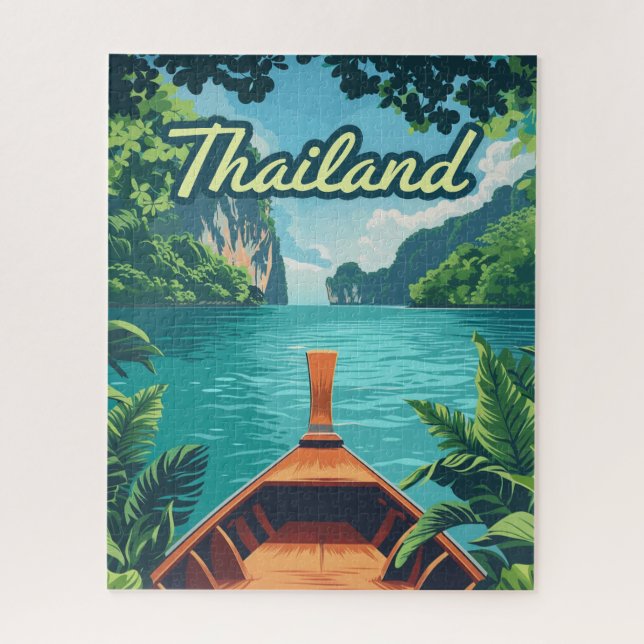 Puzzle Tailandia Tropical Island Long Tail Bote Vintage (Vertical)