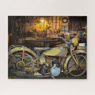 Puzzle Taller de motocicletas antiguas arte de escena ind