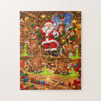 Puzzle Taller de Santa: Reno de Navidad Enfermo Caos de N