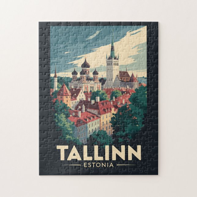 Puzzle Tallín Estonia Viaje arte Vintage (Vertical)