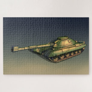 Puzzle Tanque militar verde sobre el terreno