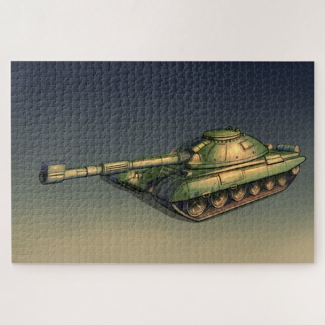Puzzle Tanque militar verde sobre el terreno (Horizontal)