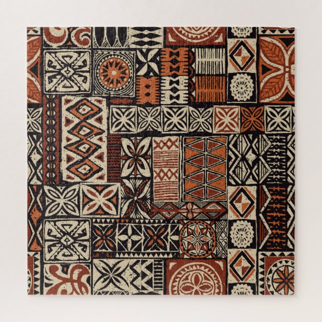 Puzzle Tapa hawaiano: Patchwork tribal (Vertical)