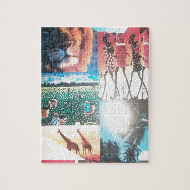 Puzzle Tapiz keniano: Vida silvestre, cultura y playa cos (Vertical)