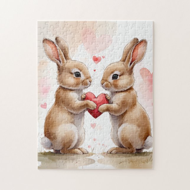 Puzzle Tarjeta Bunny romántica (Vertical)