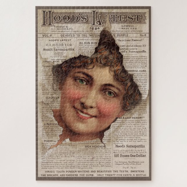 Puzzle Tarjeta comercial de 1884 Hood's Tooth Powder (Vertical)