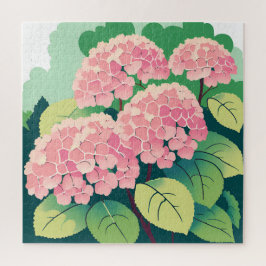 Puzzle Tarjeta de Arbusto de Hortensia Rosa