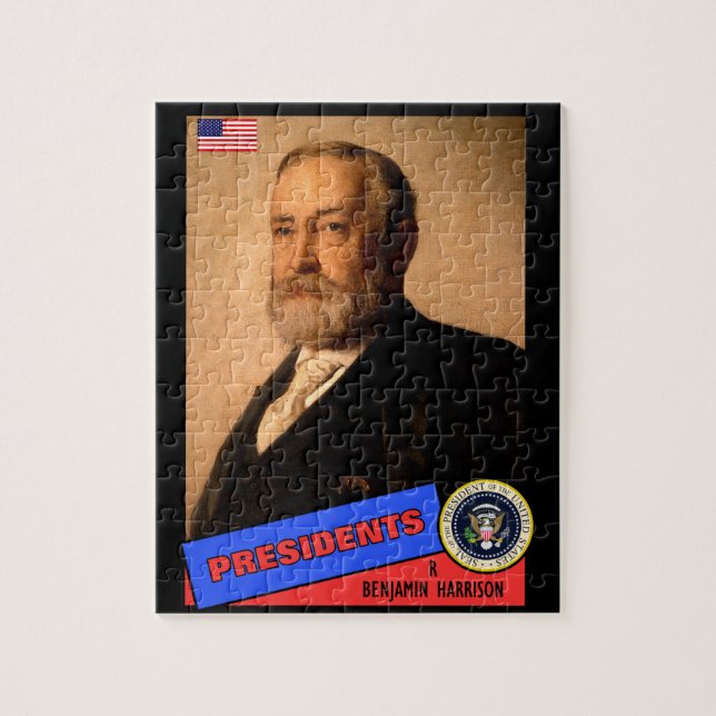 Puzzle Tarjeta de béisbol de Benjamin Harrison (Vertical)