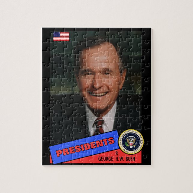 Puzzle Tarjeta de béisbol de George H.W. Bush (Vertical)