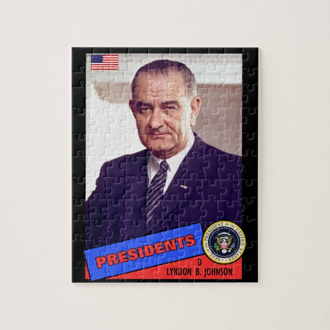 Puzzle Tarjeta de béisbol de Lyndon B. Johnson (Vertical)