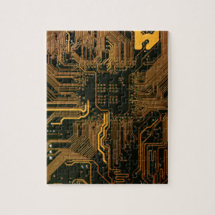 Puzzle Tarjeta de circuito electrónico del Naranja del PC
