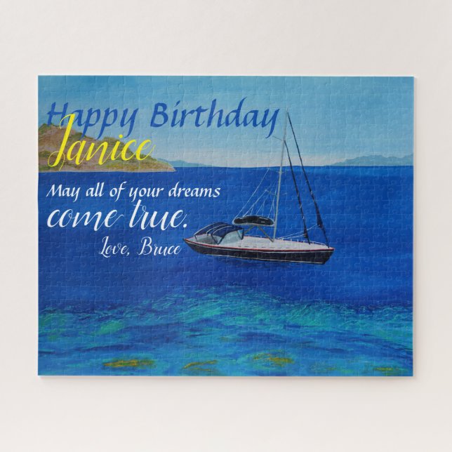 Puzzle Tarjeta de cumpleaños de barco de vela (Horizontal)