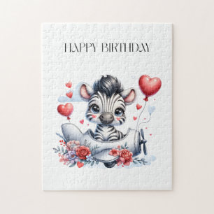 Puzzle Tarjeta de cumpleaños del avión cebra