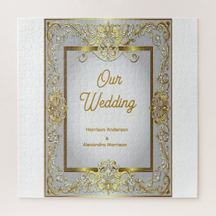 Puzzle Tarjeta de Invitación de Boda en Oro y Plata – Orn