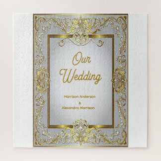 Puzzle Tarjeta de Invitación de Boda en Oro y Plata – Orn