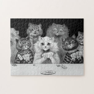 Puzzle Tarjeta de juego para gatos, Louis Wain