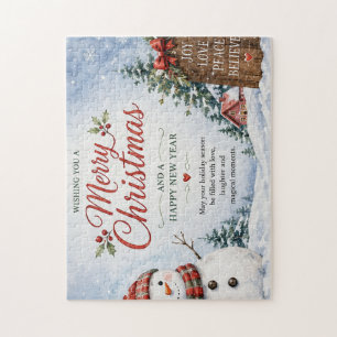 Puzzle Tarjeta de Navidad del muñeco de nieve lindo