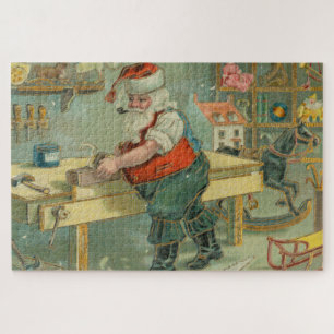 Puzzle Tarjeta de Navidad Vintage - Santa en su taller