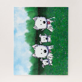 Puzzle Tarjeta de nota de la familia Westie de KiniArt
