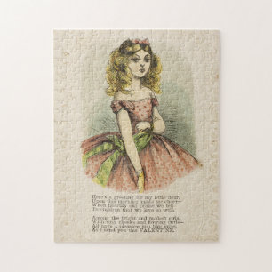 Puzzle Tarjeta del Día de San Valentín Romántico Retro, s