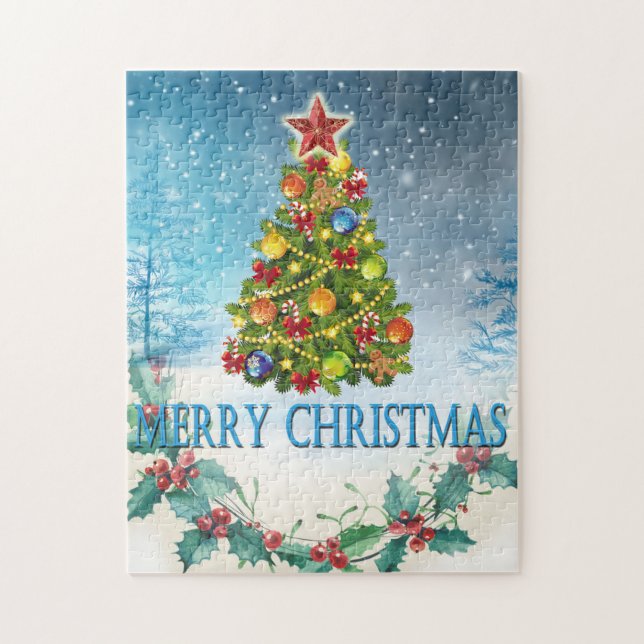 Puzzle Tarjeta navideña Merry (Vertical)