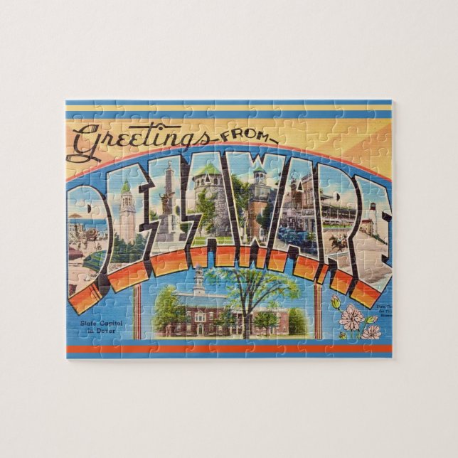 Puzzle Tarjeta postal antigua de Delaware 8x10  (Horizontal)