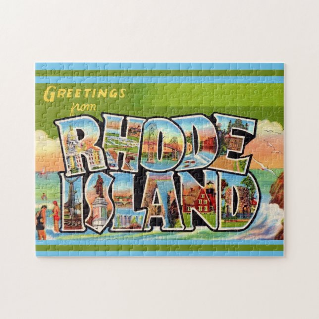 Puzzle Tarjeta postal antigua de Rhode Island 11x14 (Horizontal)