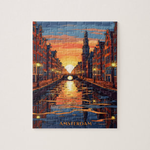 Puzzle Tarjeta postal de Ámsterdam Holanda Viajes Antiguo