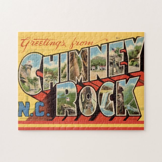 Puzzle Tarjeta postal de Chimney Rock NC (Horizontal)