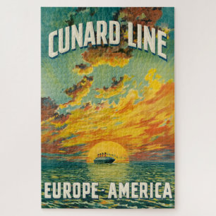 PUZZLE TARJETA POSTAL DE CUNARD OCEAN LINER EUROPE