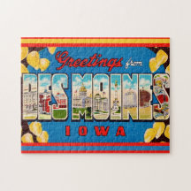 Tarjeta postal de Des Moines Iowa 11x14