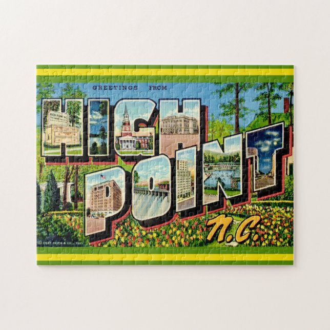 Puzzle Tarjeta postal de High Point NC 11x14 (Horizontal)