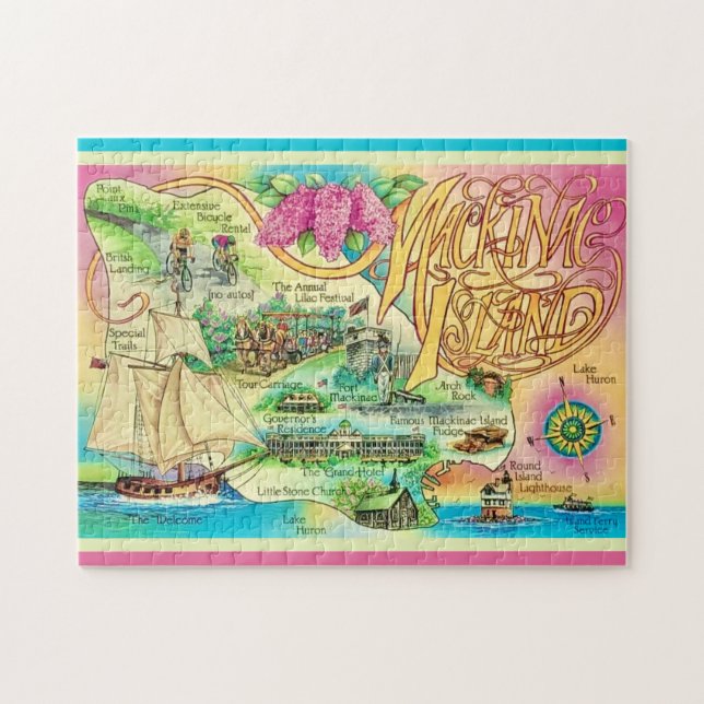 Puzzle Tarjeta postal de monumentos de la isla de Mackina (Horizontal)