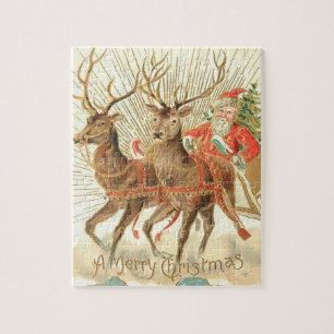Puzzle Tarjeta postal de Navidad vintage, Santa Claus con