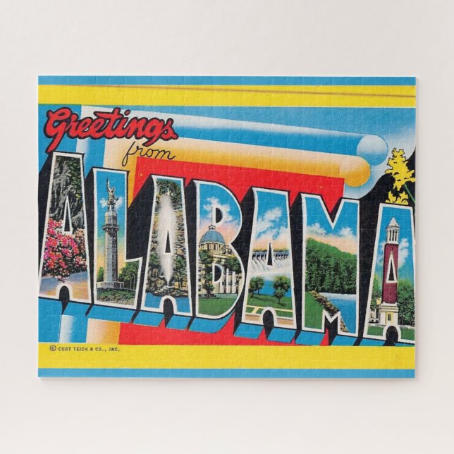 Puzzle Tarjeta postal de saludo de Alabama (Horizontal)