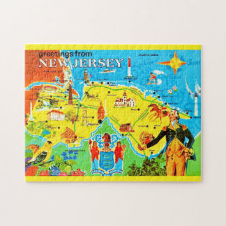 Puzzle Tarjeta postal del mapa de Nueva Jersey 11x14
