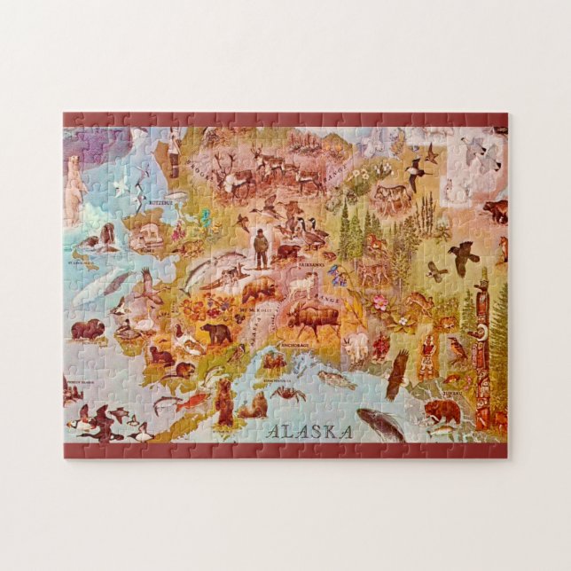 Puzzle Tarjeta postal ilustrada de Alaska 11x14 (Horizontal)