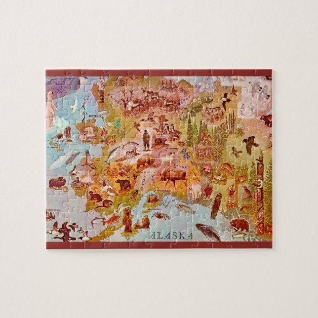Puzzle Tarjeta postal ilustrada de Alaska 8x10 (Horizontal)