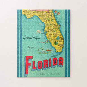 Puzzle Tarjeta postal retro de Florida 11x14