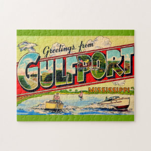 Puzzle Tarjeta postal retro de Gulfport Mississippi 11x14