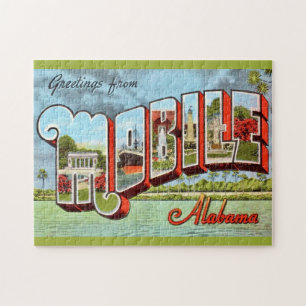 Puzzle Tarjeta postal retro móvil de Alabama